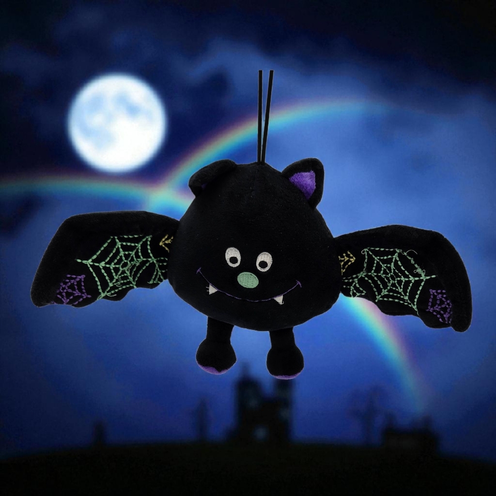 Vintage American Greetings  Vampire Bat Plush Spider Web Wings Halloween